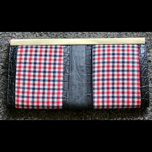 Buxton Plaid Houndstooth Clutch Purse Preppy Bag - Picture 3 of 4